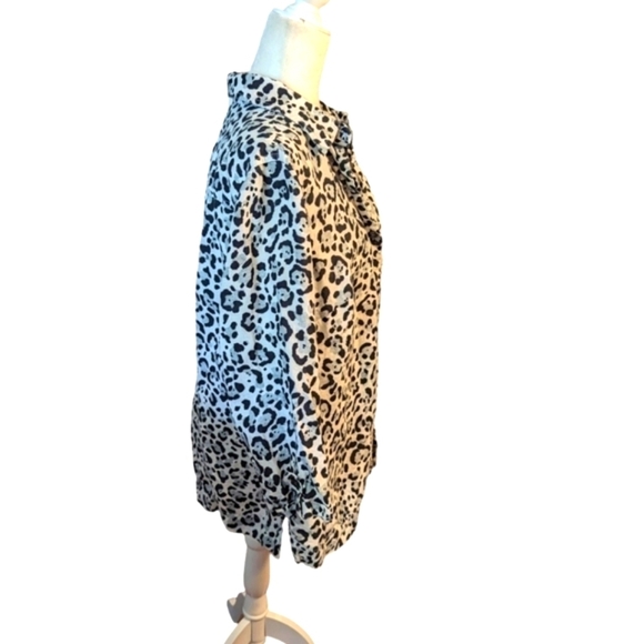 Designer plus size 100% linen leopard print button front flowy tunic top sz 1x - Picture 7 of 12